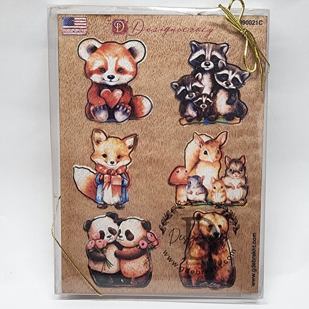 G. Debrekht Forest Animals Decorative Wooden Clip-on Ornaments Set of 6